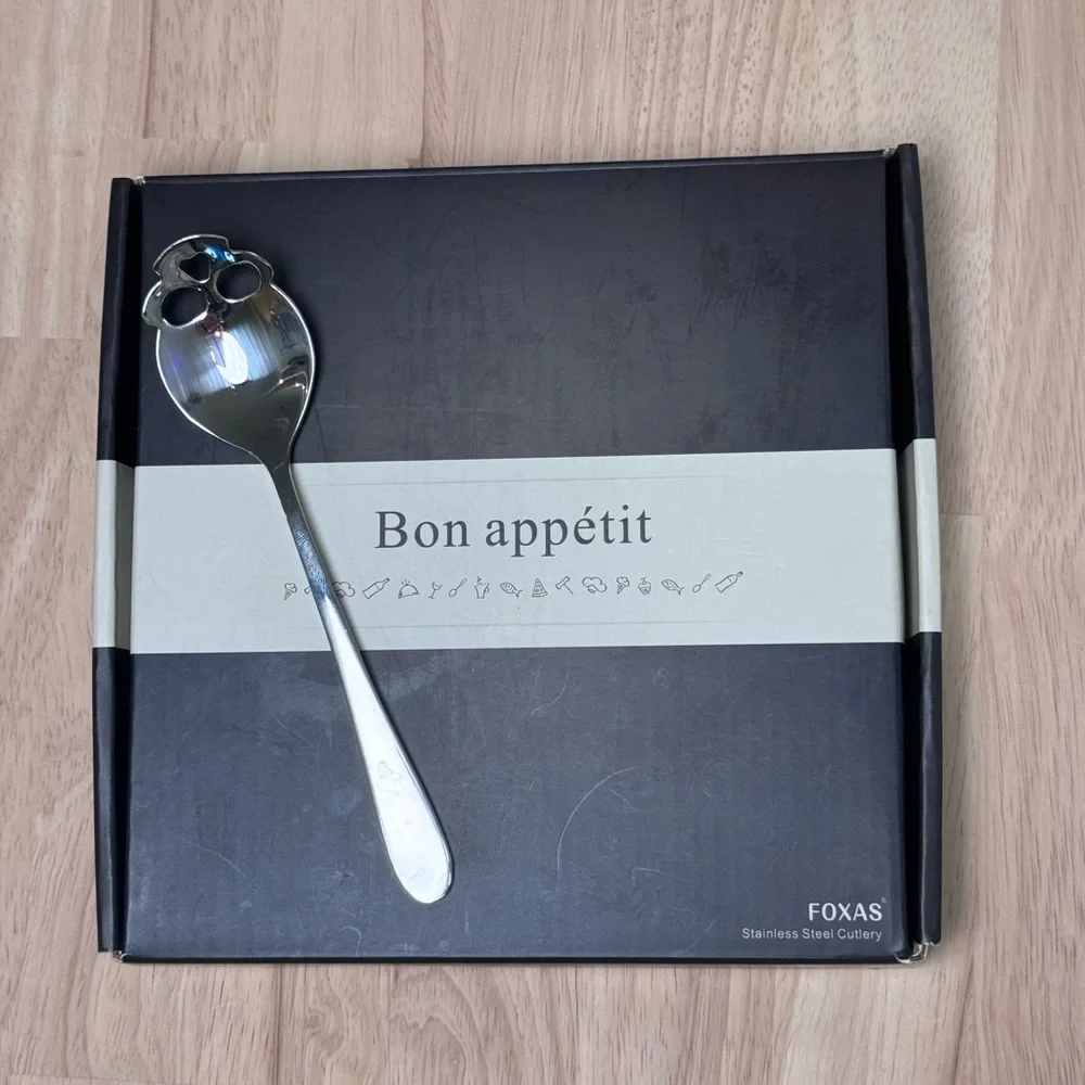 Bon Appetit Silver Stainless Steel Skull Spoons- Set of 6 in box